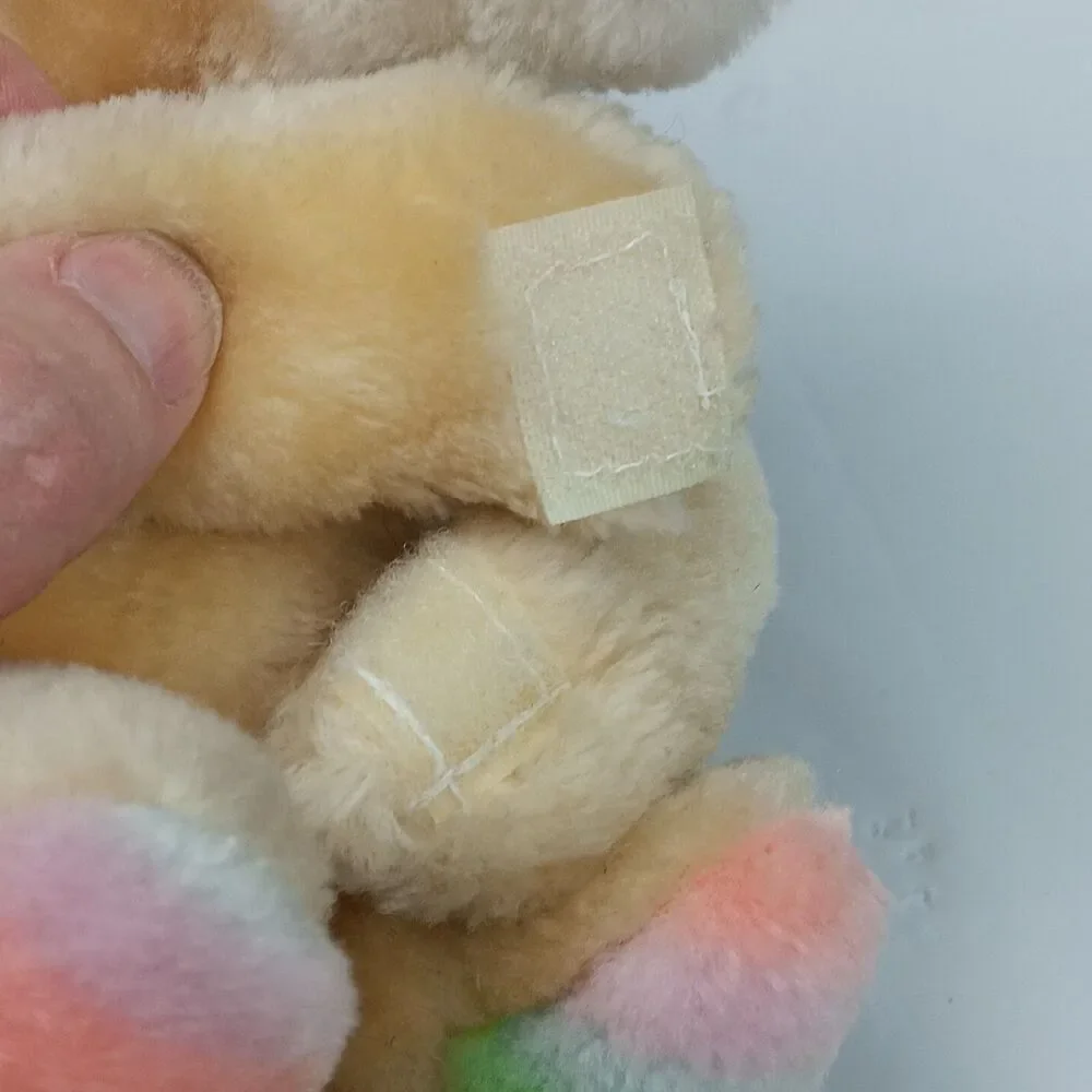 Mama Bear Hugging Baby Bear Plush Tan Pastel Rainbow Soft Stuffed Teddy Toy